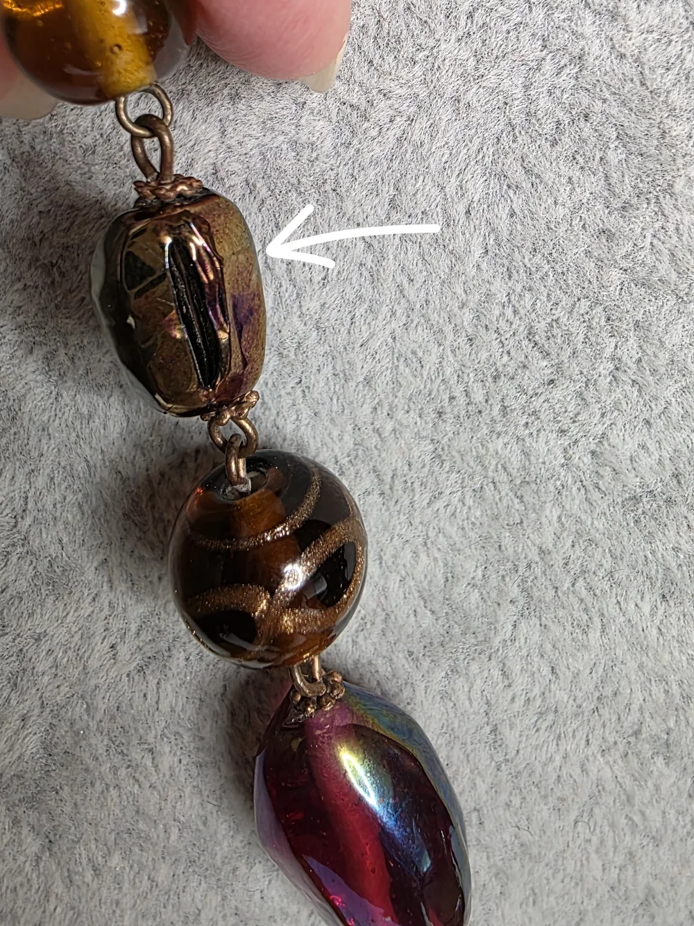 Boho Artisan Glass & Iridescent Tear Drop Y-Necklace